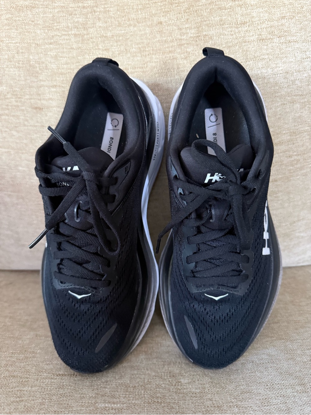 Hoka Black ONE ONE Bondi 8 and Black White size 7.5 - Picture 6 of 9